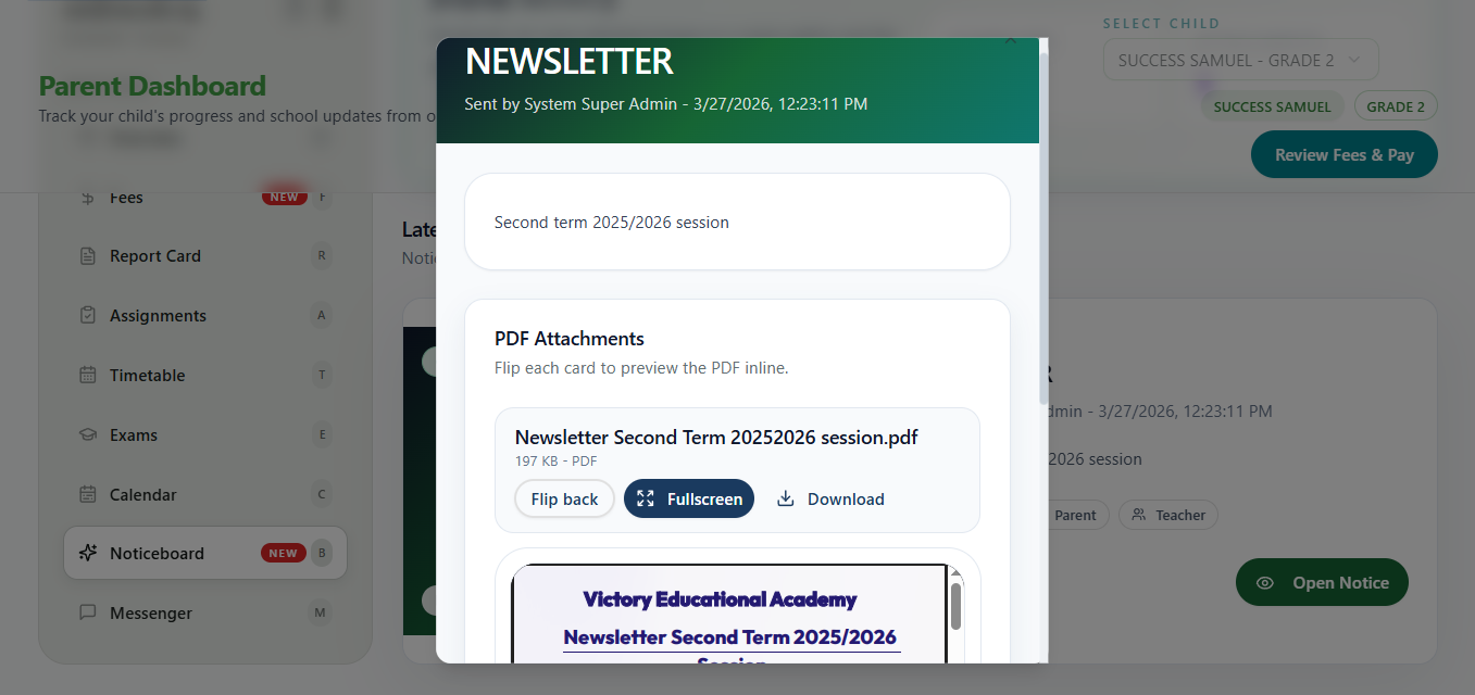 Updates reach parents